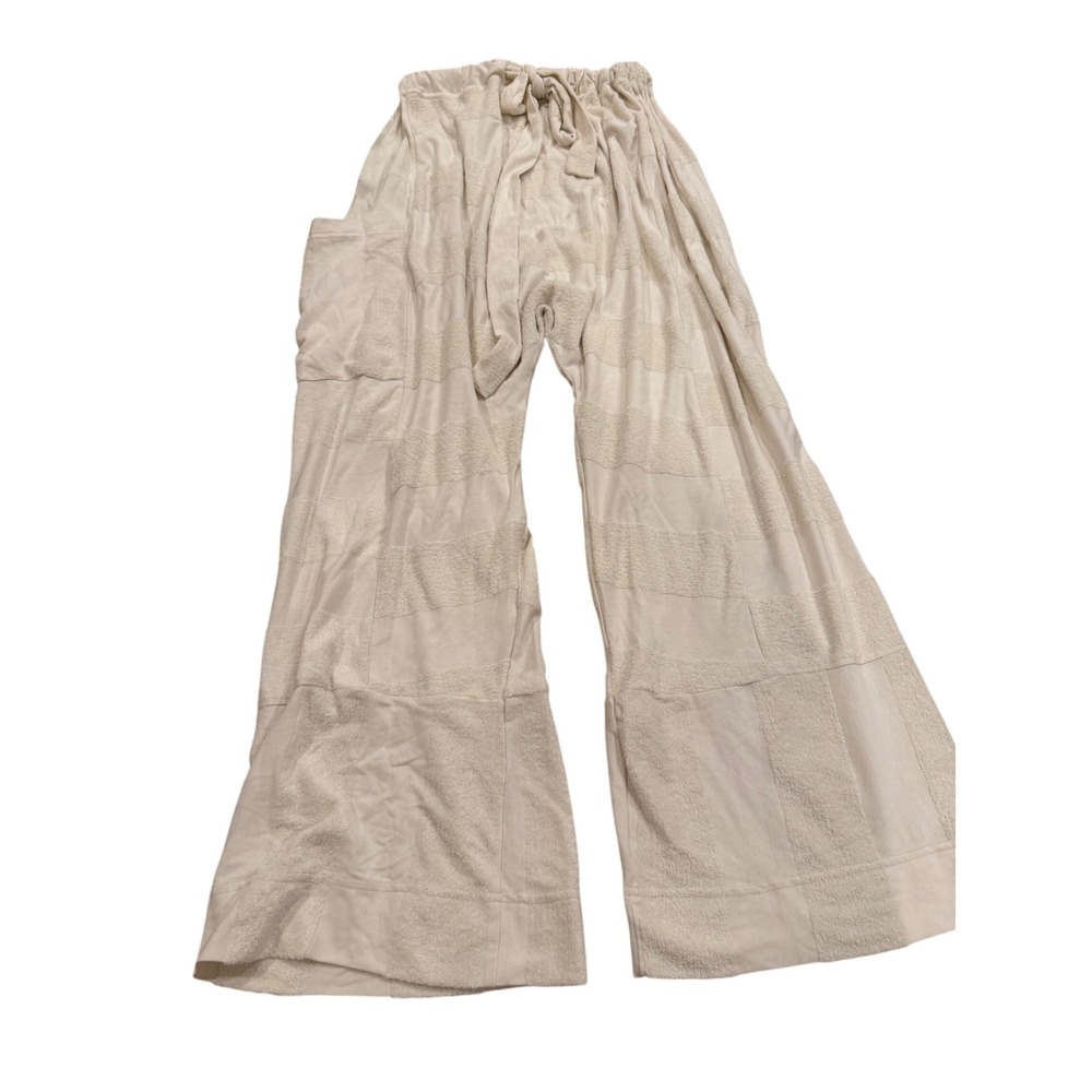 Free People We The Free Patchwork Terry Harem Pants Cream Beige Wide Leg Boho